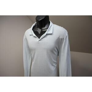 Onia Linen Viscose Polo Shirt Blue Long Sleeve Casual Mens Size Large